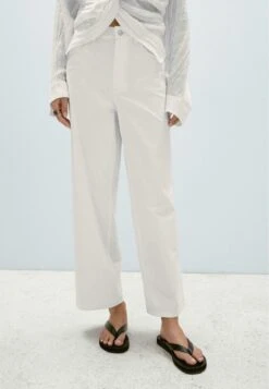Massimo Dutti STRAIGHT-LEG CROPPED - Trousers - White