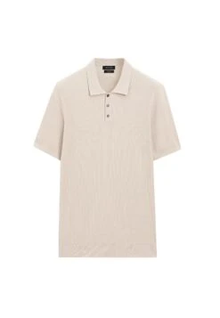 Massimo Dutti WIDE SHORT SLEEVE POLO COLLAR - Polo Shirt - Beige
