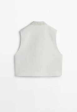 Massimo Dutti With Embroidery Detail - Waistcoat - White -Massimo Dutti Shop 007f7aa1095b48ffb20fdf5968e82281