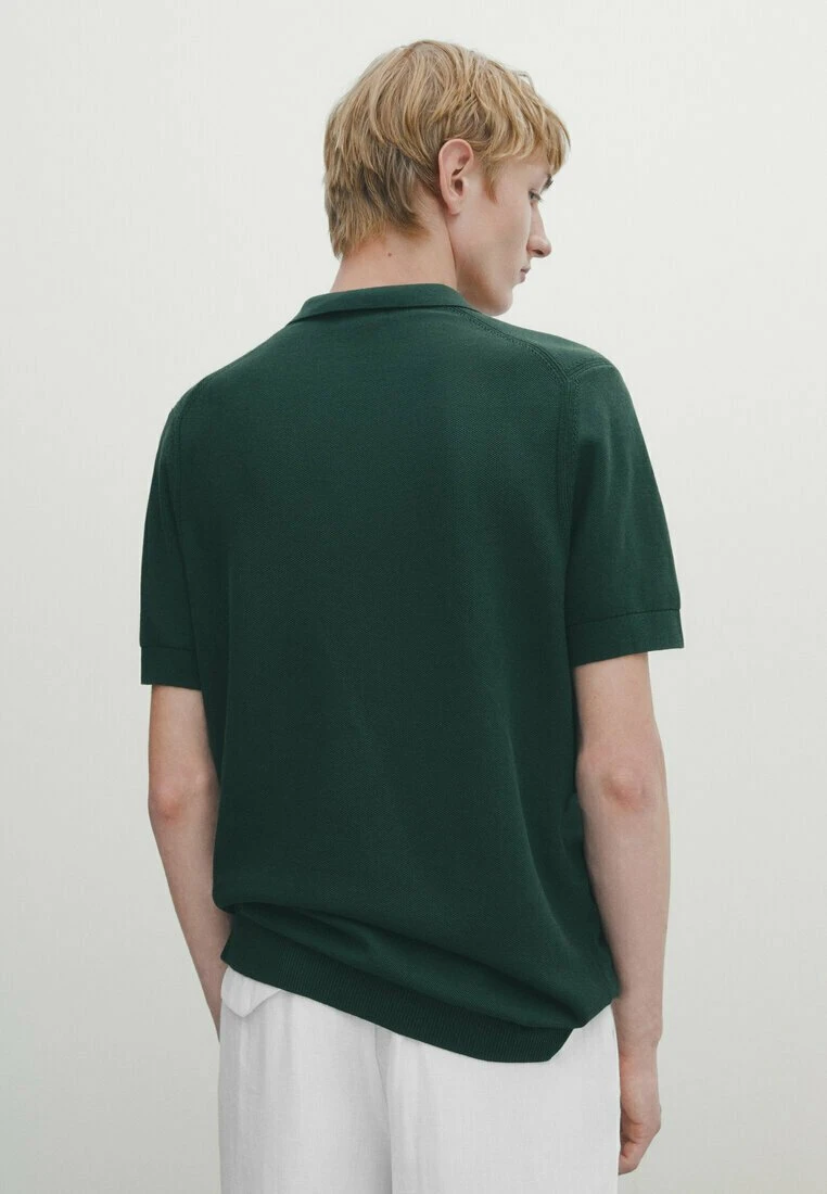 Massimo Dutti Smocked - Polo Shirt - Mottled Green 5 Massimo Dutti Smocked - Polo Shirt - Mottled Green - Image 3