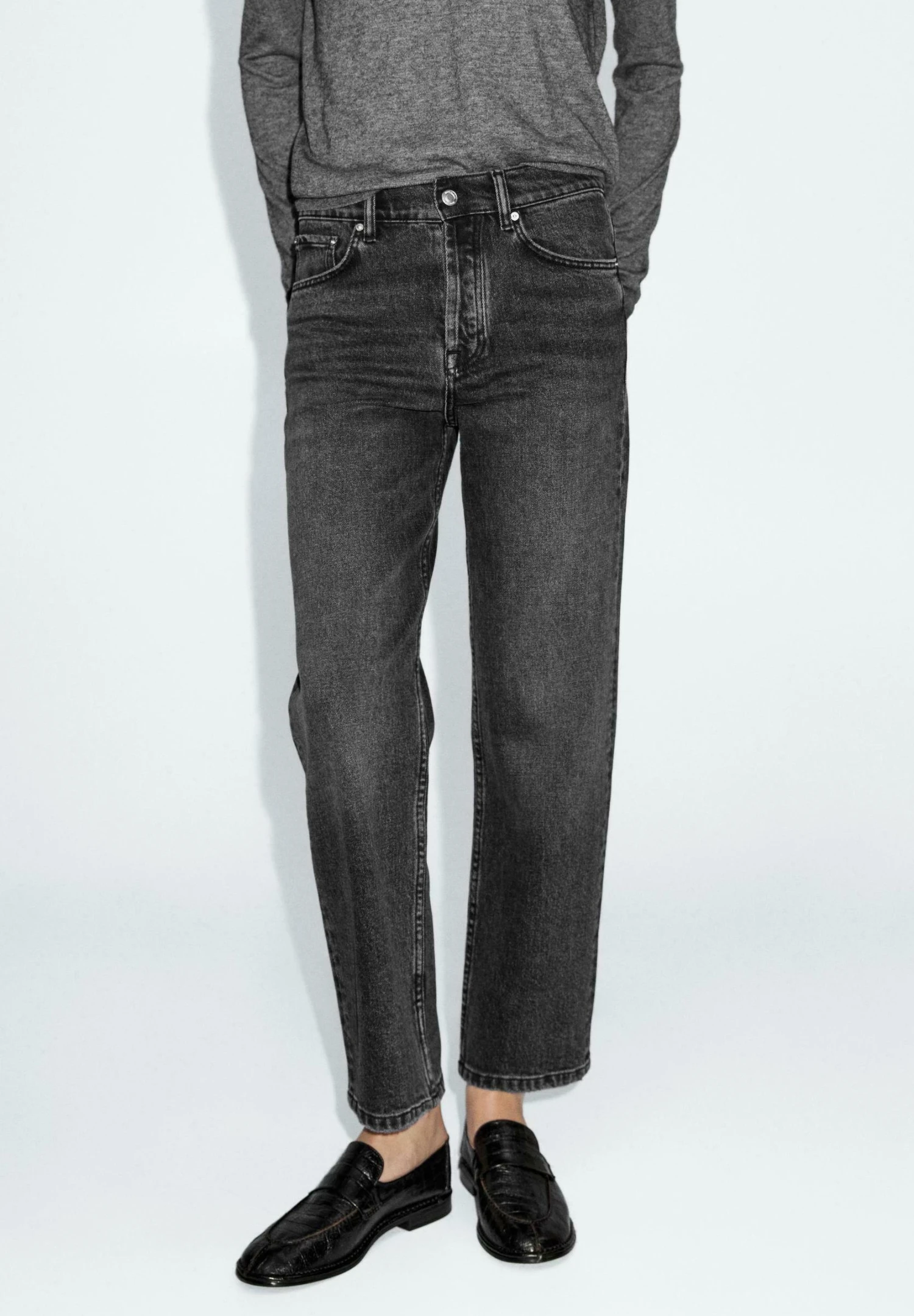 Massimo Dutti STRAIGHT-LEG HIGH-WAIST - Straight Leg Jeans - Black 3 Massimo Dutti STRAIGHT-LEG HIGH-WAIST - Straight Leg Jeans - Black