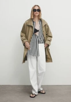 Massimo Dutti With Adjustable Waist And Buttons - Parka - Olive