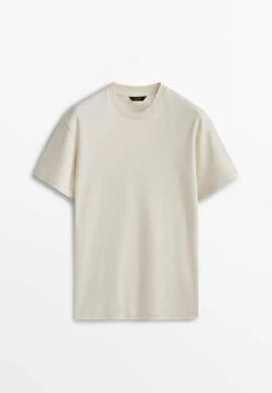 Massimo Dutti Short Sleeve - Basic T-Shirt - Beige -Massimo Dutti Shop 0159bd3a70a24c9795ba2f158feda19d
