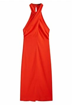 Massimo Dutti Gathered Crossover Halter Neck- Day Dress - Coral -Massimo Dutti Shop 01bed68f97d44e578900dcb2b3748980