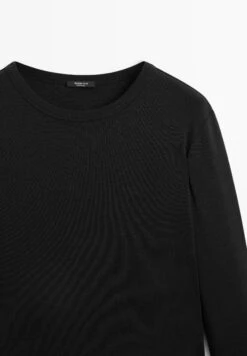 Massimo Dutti LONG SLEEVE WITH ROUNDED HEM - Long Sleeved Top - Black -Massimo Dutti Shop 01eb5d4cb78c4496872015e5fce05f75
