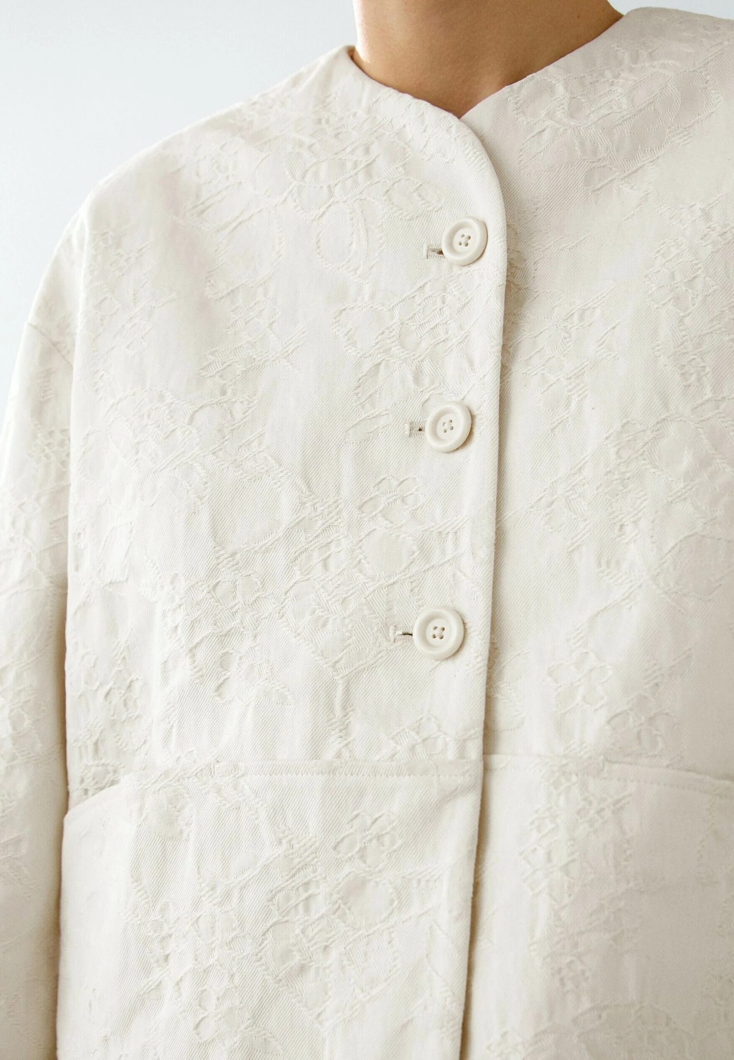 Massimo Dutti FLORAL FABRIC - Summer Jacket - Beige 6 Massimo Dutti FLORAL FABRIC - Summer Jacket - Beige - Image 4