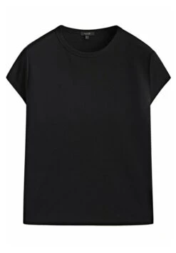 Massimo Dutti Mercerised - Basic T-Shirt - Black -Massimo Dutti Shop 0228a92aeff44c90bed157672dcc95e5