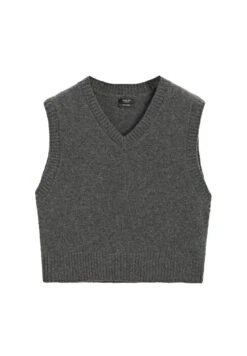 Massimo Dutti CROP V-NECK CASHMERE - Top - Dark Grey -Massimo Dutti Shop 023688bf9d4e4ce1a4747a9abc923d70