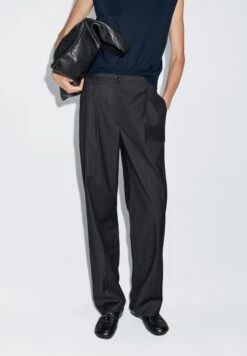 Massimo Dutti DART WITH ELASTIC WAISTBAND - Trousers - Dark Blue