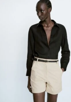 Massimo Dutti With Topstitching Detail - Shorts - Stone