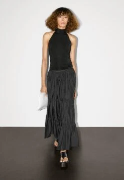 Massimo Dutti LONG FLARED WITH GATHERED DETAIL - Maxi Skirt - Black -Massimo Dutti Shop 027730d2cad544439b9180eb4e880fd2
