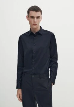 Massimo Dutti Stretch Slim-Fit - Formal Shirt - Dark Blue