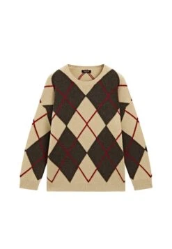 Massimo Dutti WITH ARGYLE DETAILING - Jumper - Camel -Massimo Dutti Shop 03145653ccea4a2593e436344c2edf0e