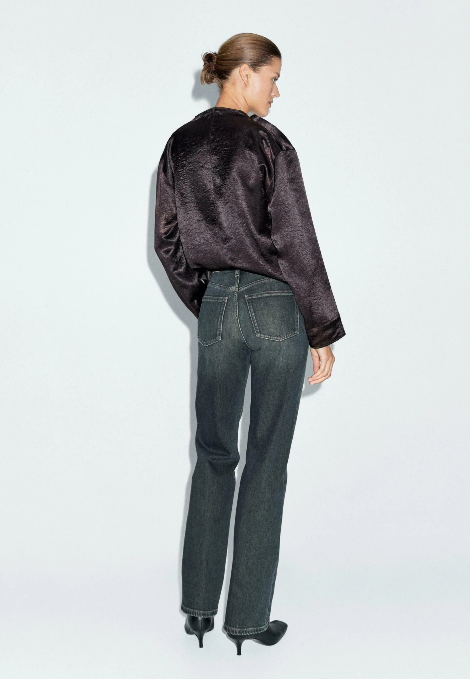 Massimo Dutti HIGH-WAIST - Straight Leg Jeans - Blue Denim 5 Massimo Dutti HIGH-WAIST - Straight Leg Jeans - Blue Denim - Image 3