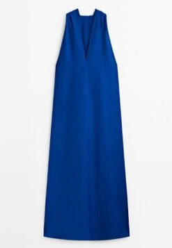 Massimo Dutti Midi With Criss-Cross Detail At The Back - Day Dress - Blue/Black Denim -Massimo Dutti Shop 032d6e04474549419f896d45b93437c1
