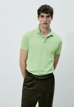 Massimo Dutti Short Sleeve - Polo Shirt - Neon Green