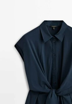 Massimo Dutti Poplin With Knot Detail- Shirt Dress - Dark Blue -Massimo Dutti Shop 035d4d8e2c184409baa912b028403dff
