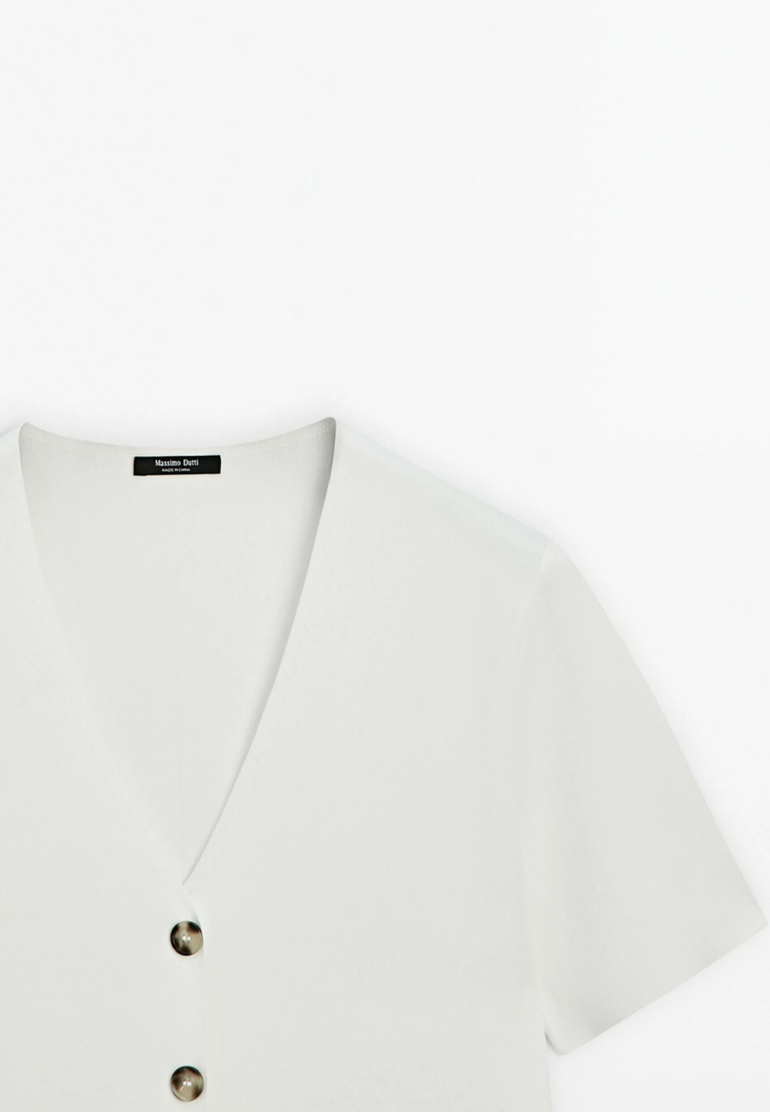 Massimo Dutti FLOWING SHORT SLEEVE WITH V-NECK - Button-down Blouse - White 9 Massimo Dutti FLOWING SHORT SLEEVE WITH V-NECK - Button-down Blouse - White - Image 7