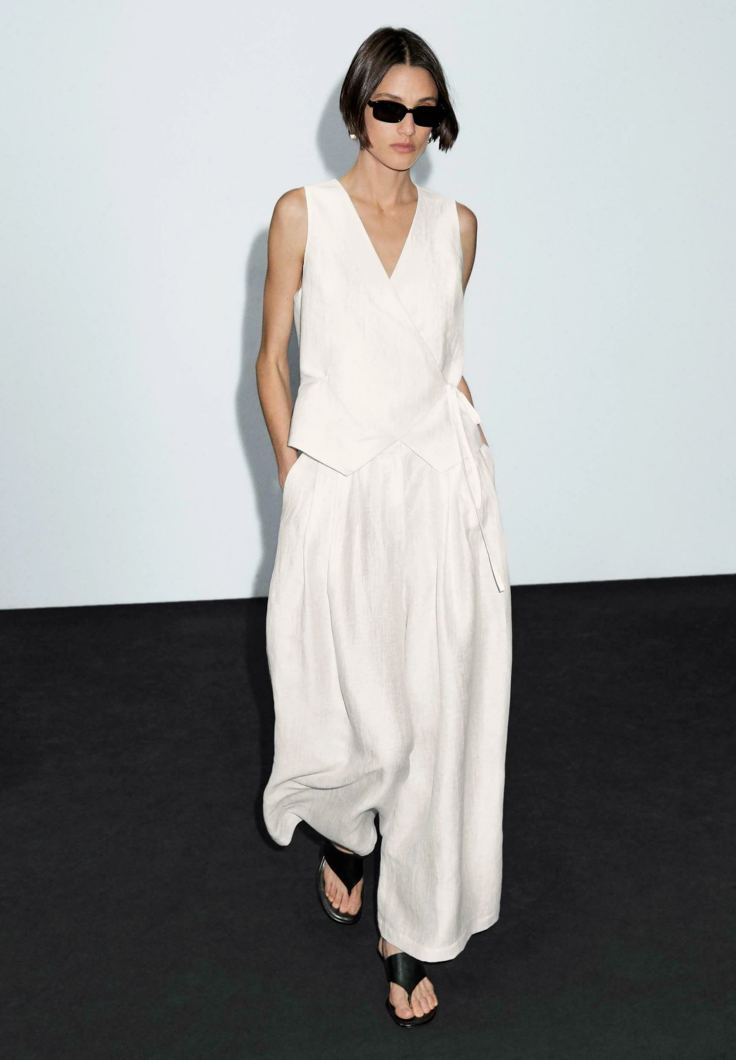 Massimo Dutti WIDE-LEG VOLUMINOUS - Trousers - White 4 Massimo Dutti WIDE-LEG VOLUMINOUS - Trousers - White - Image 2