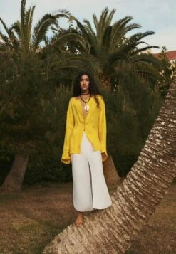 Massimo Dutti With Wide Sleeves - Blouse - Neon Yellow