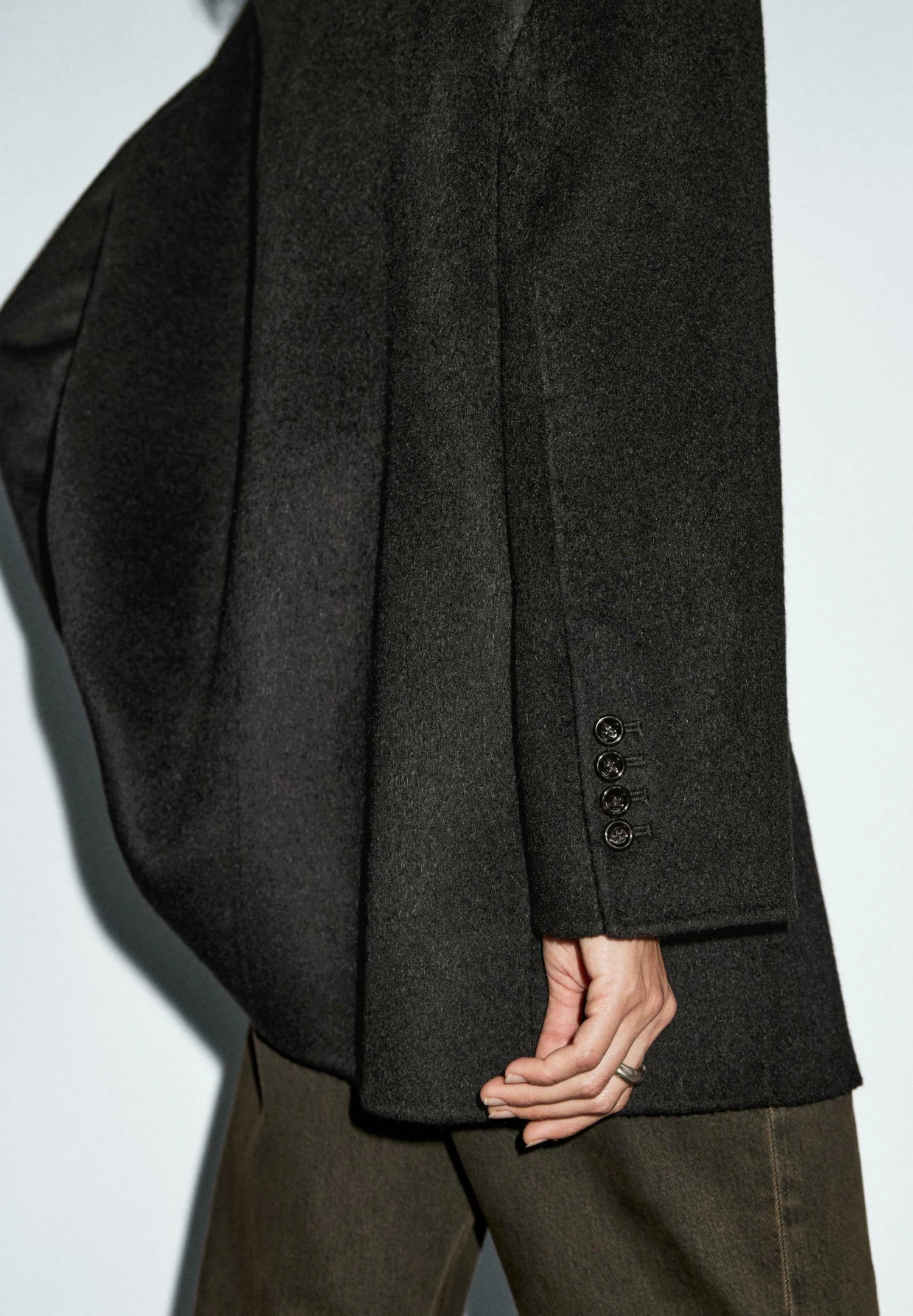 Massimo Dutti ONE-NECK - Classic Coat - Black 7 Massimo Dutti ONE-NECK - Classic Coat - Black - Image 5