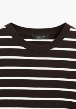 Massimo Dutti STRIPED BOXY FIT - Print T-shirt - Mottled Brown -Massimo Dutti Shop 0469ebe60db54a88a9ce0deda8579e52
