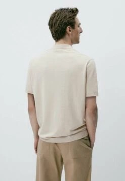 Massimo Dutti With V-Neck And Buttons - Polo Shirt - Beige -Massimo Dutti Shop 04ab5d4eb23d4970893f6a9becec2071