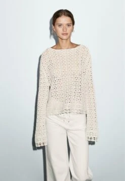 Massimo Dutti LONG FLARED SLEEVES - Jumper - Beige