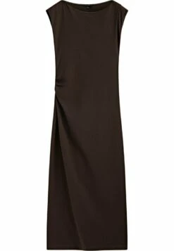 Massimo Dutti With Gathered Detail On The Side - Maxi Dress - Dark Brown