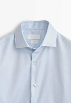 Massimo Dutti Regular Fit With Double Cuffs - Formal Shirt - Light Blue -Massimo Dutti Shop 04feacfe213b48f0ac959cac58887387