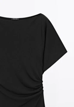Massimo Dutti MIDI BOAT NECK WITH GATHERED DETAIL - Day Dress - Black -Massimo Dutti Shop 051cab1a91f04ba8bf611af6b420d8d1
