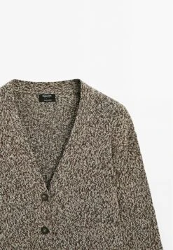 Massimo Dutti LONG MOULINÉ V-NECK WITH BUTTONS - Cardigan - Brown -Massimo Dutti Shop 055afa7d33144259a421cec93ae1e71e
