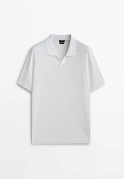 Massimo Dutti Vertical-Textured Micro - Polo Shirt - White -Massimo Dutti Shop 056eba8c1c3241349e735cf0300e4714