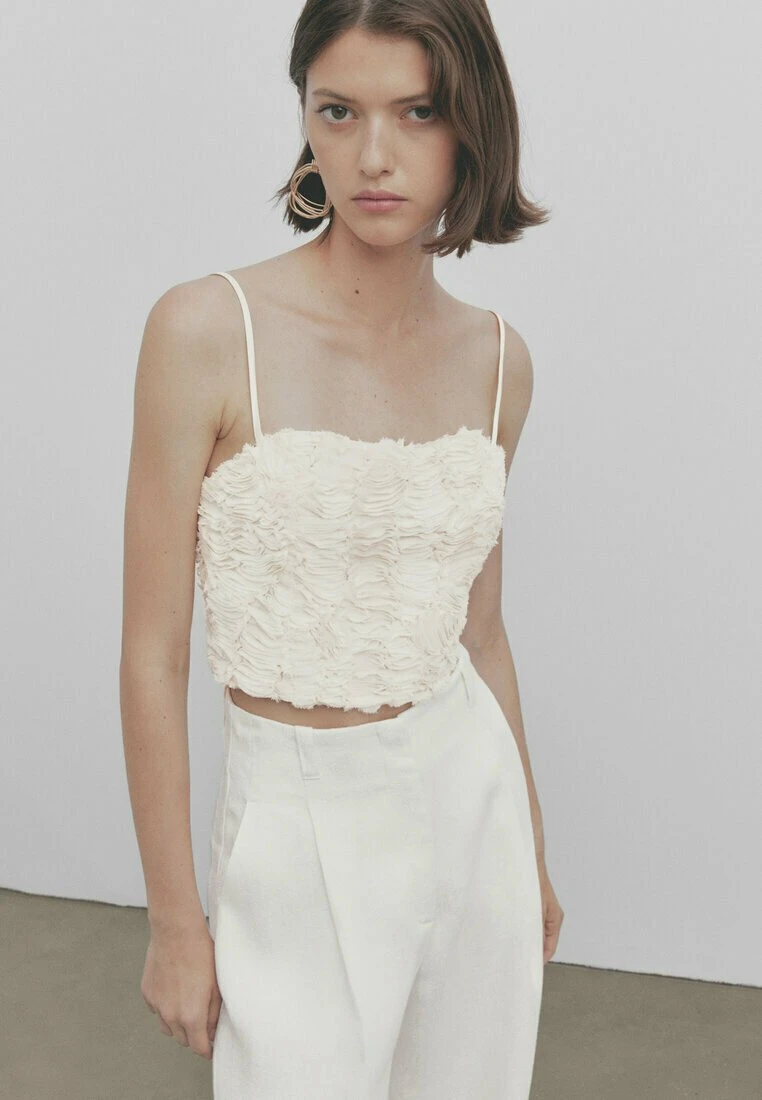 Massimo Dutti Studio Bouclé Strappy Crop - Top - Beige 3 Massimo Dutti Studio Bouclé Strappy Crop - Top - Beige