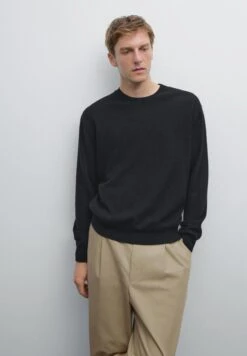 Massimo Dutti CASHMERE CREW NECK WITH LONG SLEEVES - Jumper - Black