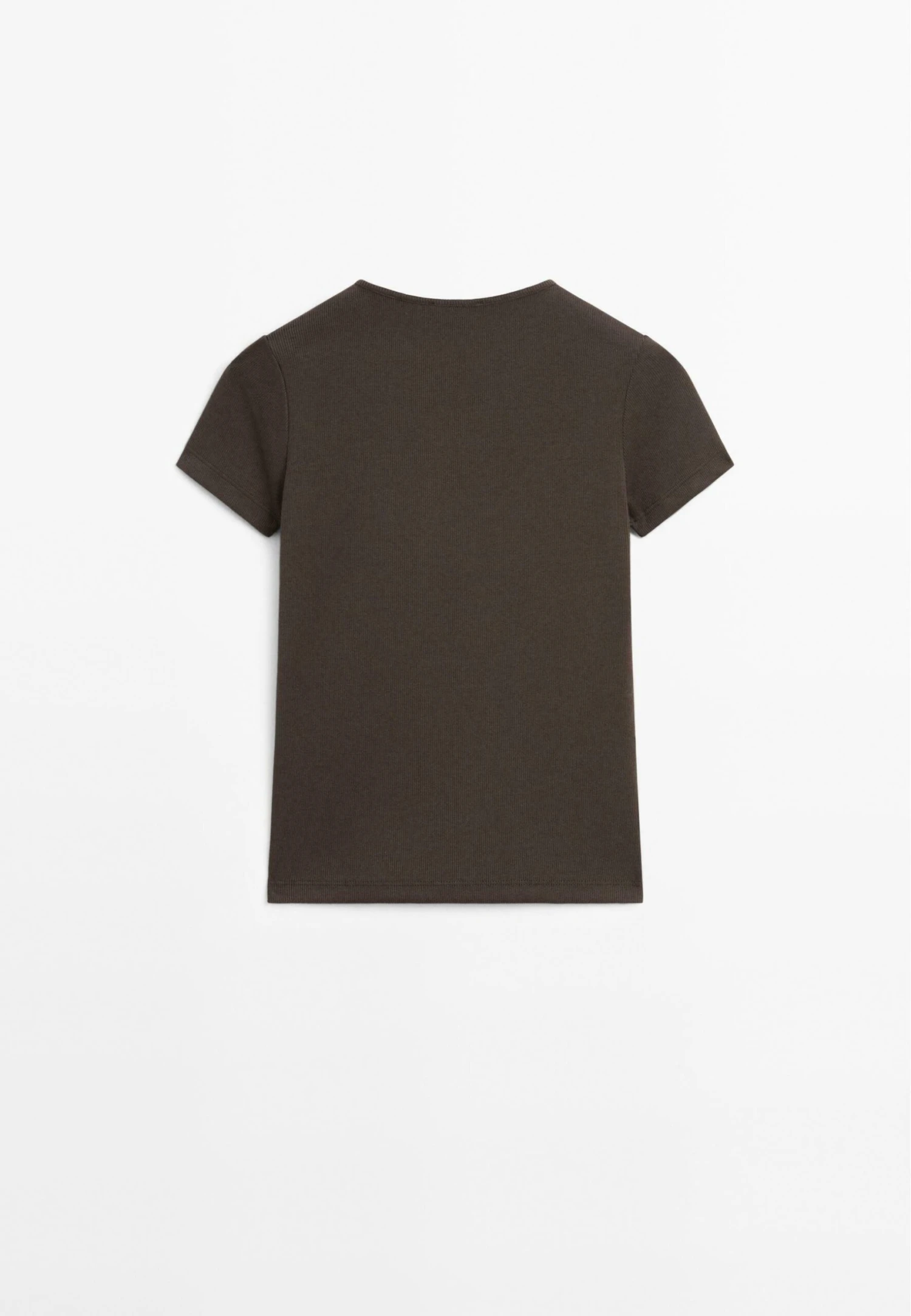 Massimo Dutti SHORT SLEEVE WITH CHEST DETAIL - Basic T-shirt - Dark Brown 6 Massimo Dutti SHORT SLEEVE WITH CHEST DETAIL - Basic T-shirt - Dark Brown - Image 4