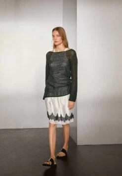 Massimo Dutti CONTRAST LACE-TRIMMED - A-line Skirt - White -Massimo Dutti Shop 062a41fe5a814c0898380eca6c2b852d