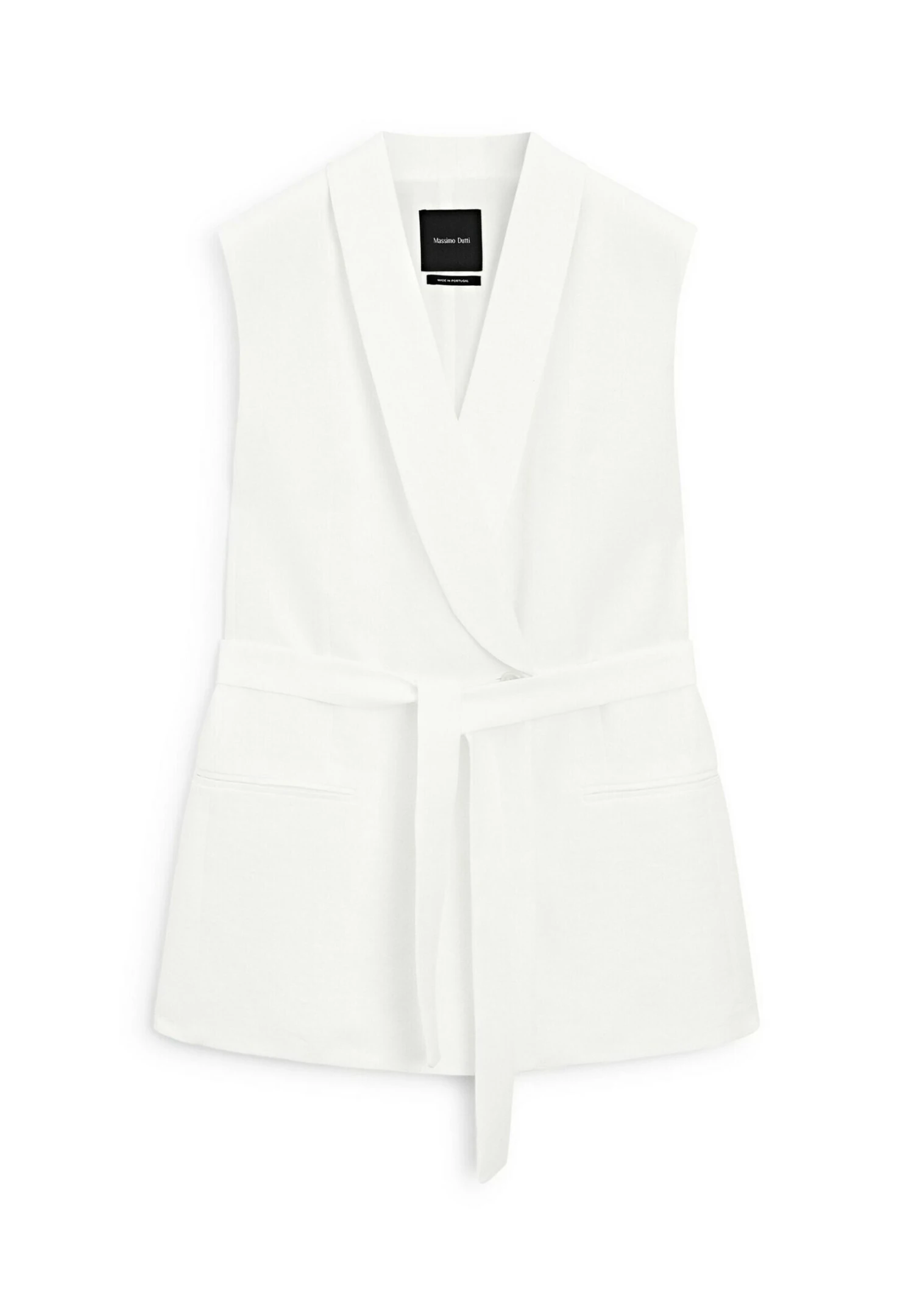 Massimo Dutti SLEEVELESS TUXEDO COLLAR WITH BELT - Waistcoat - White 7 Massimo Dutti SLEEVELESS TUXEDO COLLAR WITH BELT - Waistcoat - White - Image 5