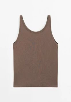 Massimo Dutti RIBBED STRAPPY SLEEVELESS - Top - Brown -Massimo Dutti Shop 06553ed6fede4b6a880e930dfed3ee2f