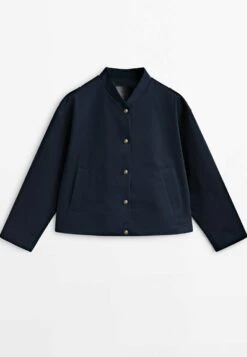 Massimo Dutti With Snap Buttons - Bomber Jacket - Dark Blue -Massimo Dutti Shop 065be7ed5ccb4e64b02c876d845ad103