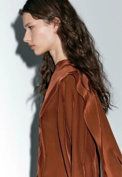 Massimo Dutti FLOWING WITH TIED NECK - Blouse - Dark Red -Massimo Dutti Shop 06786d995d53475bb440fa584a8747a5