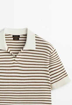 Massimo Dutti Striped Collar- Polo Shirt - Beige -Massimo Dutti Shop 068be9037a3f420caf8166bf4064db4c