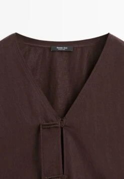 Massimo Dutti CROPPED GARMENT WITH DRAWSTRING DETAIL - Blouse - Dark Brown -Massimo Dutti Shop 06ce6893d75a4098b39bf37cf0d8002b