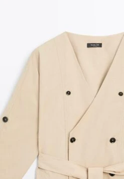 Massimo Dutti MIDI V-NECK WITH BELT - Day Dress - Beige -Massimo Dutti Shop 06dfd82a966f43a8a423af05773b47ec