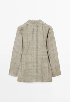 Massimo Dutti CHECK PRINT SHAWL COLLAR - Blazer - Beige -Massimo Dutti Shop 06fc388383e84bd796b172e20304eede