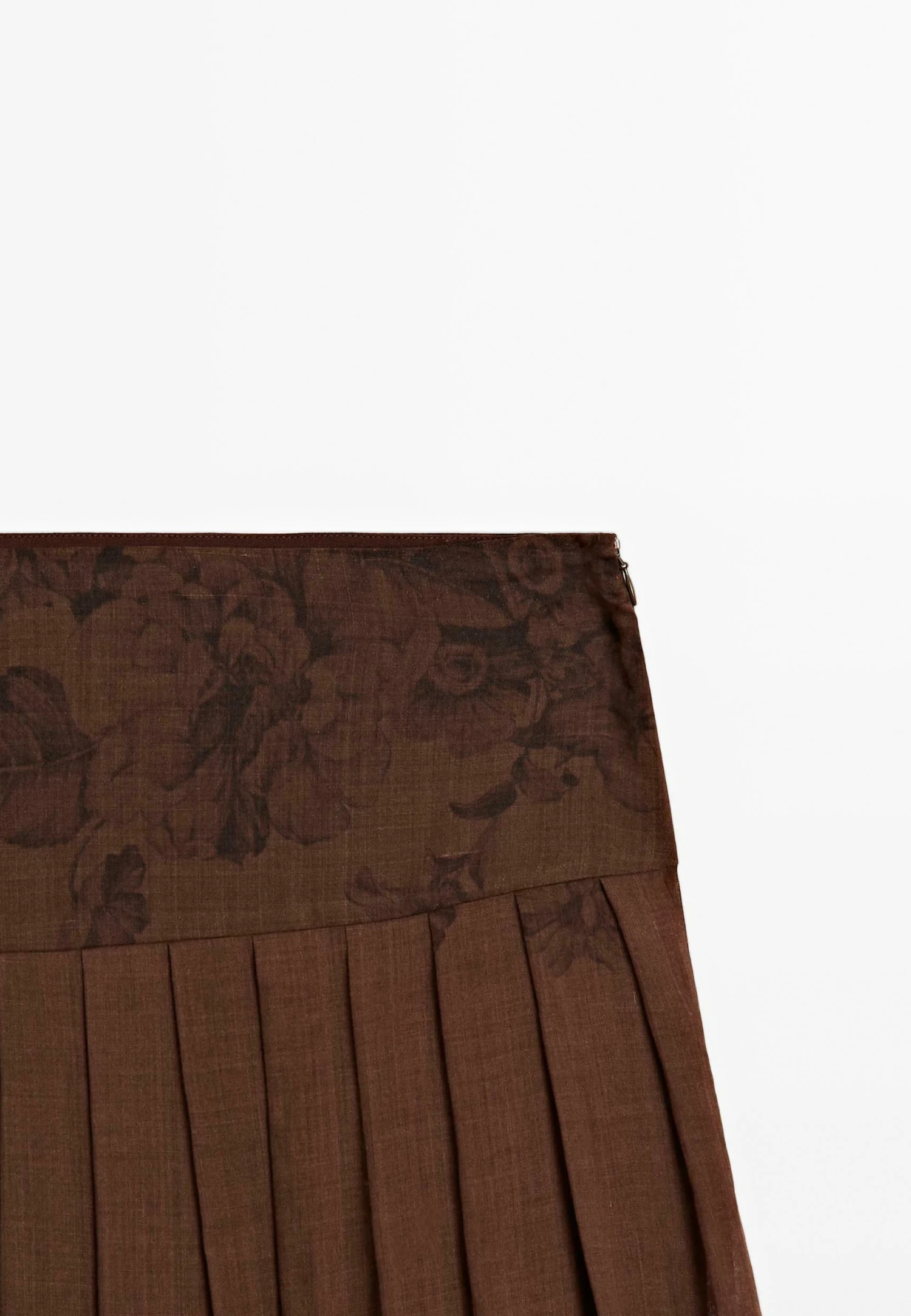 Massimo Dutti FLARED FLORAL PRINT MIDI - Pleated Skirt - Mottled Dark Brown 11 Massimo Dutti FLARED FLORAL PRINT MIDI - Pleated Skirt - Mottled Dark Brown - Image 9