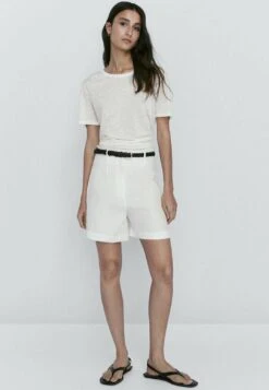 Massimo Dutti Short Sleeve- Basic T-Shirt - Beige