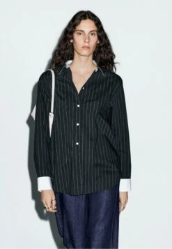 Massimo Dutti Button-down Blouse - Mottled Dark Blue