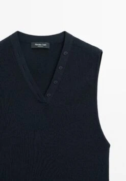 Massimo Dutti V-NECK RIBBED WITH COLLAR DETAIL - Top - Dark Blue -Massimo Dutti Shop 07d6d40af33d4f588d51136aac09b99a