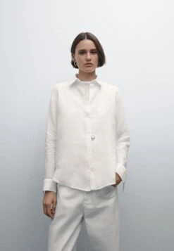 Massimo Dutti LIGHTWEIGHT FLOWING - Button-down Blouse - White